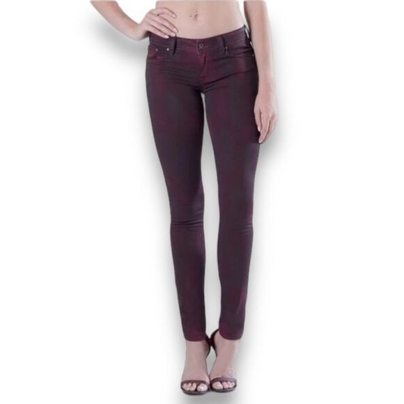 Grace In LA Dark Serena Over-Wash Burgundy Skinny Jeans Women’s size 31 - Picture 1 of 16